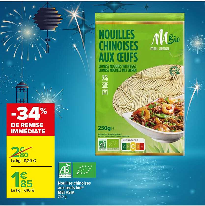 nouilles chinoises aux oeufs bio mei asia