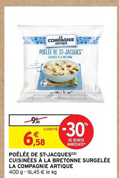 poêlée de st-jacques cuisinées à la bretonne surgelée la compagnie artique