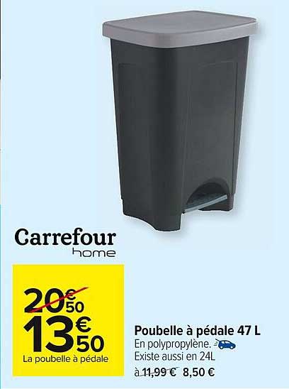 poubelle à pédale 47l carrefour home
