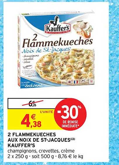 2 flammekueches aux noix de st-jacques kauffer's