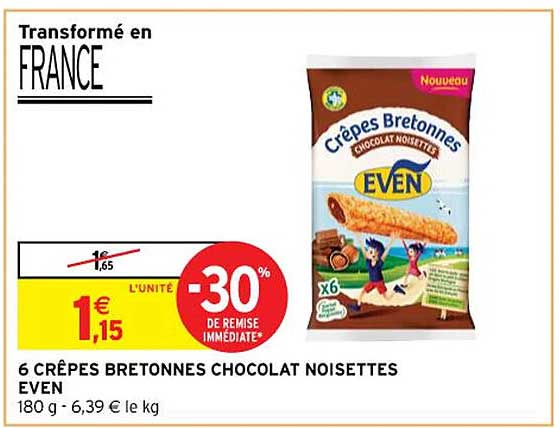 6 Crêpes Bretonnes Chocolat Noisettes Even