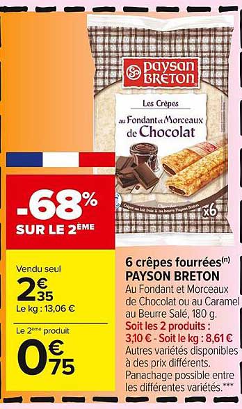 6 crêpes fourrées paysan breton