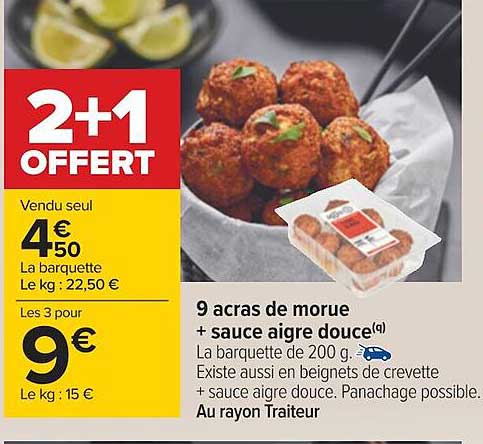 9 acras de morue + sauce aigre douce