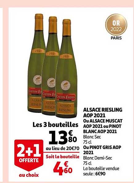alsace riesling aop 2021 ou alsace muscat aop 2021 ou pinot blanc aop 2021 ou pinot gris aop 2021