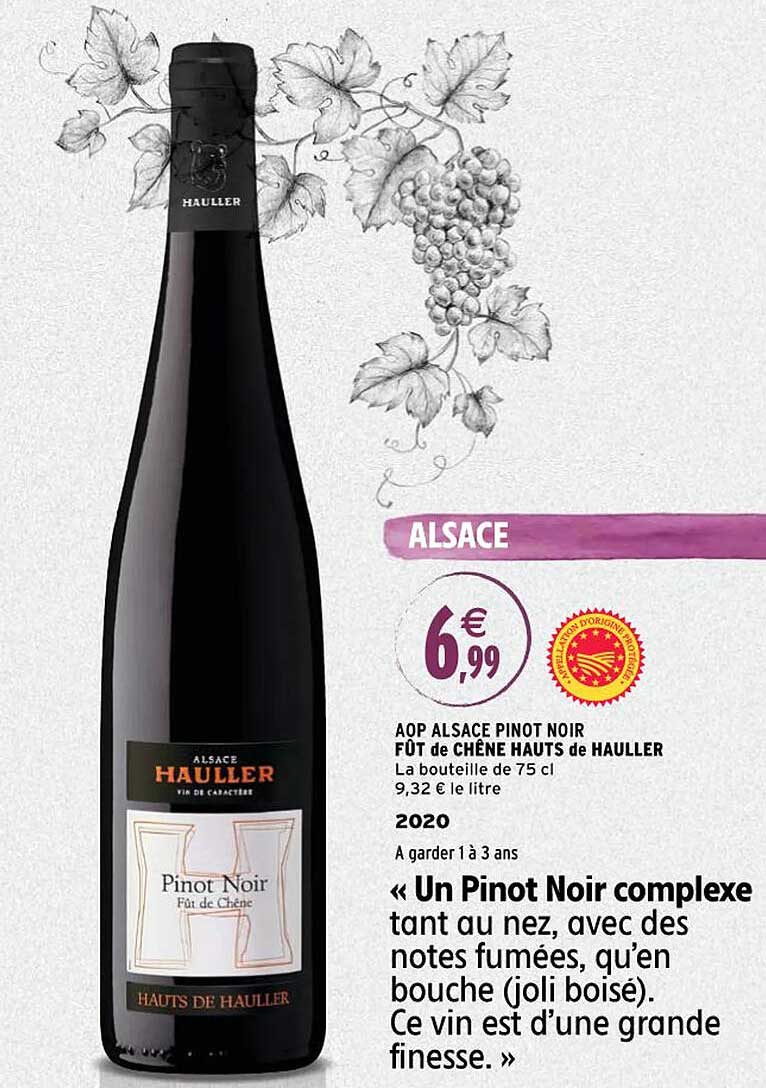 aop alsace pinot noir fût de chêne hauts de hauller 2020