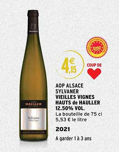 aop alsace sylvaner vieilles vignes hauts de hauller 12.50% vol. 2021