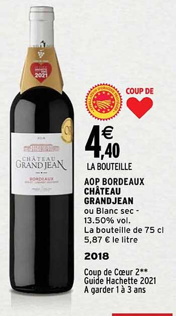 Aop Bordeaux Château Grand Jean 2018