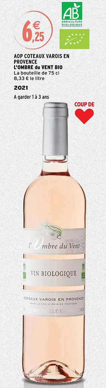 aop côteaux varois en provence l'ombre de vent bio 2021