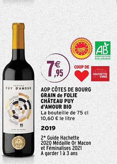 aop côtes de bourg grain de folie château puy d'amour bio 2019