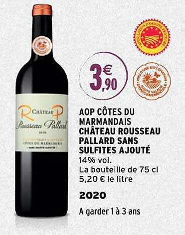 aop côtes du marmandais château rousseau pallard sans sulfites ajouté 2020