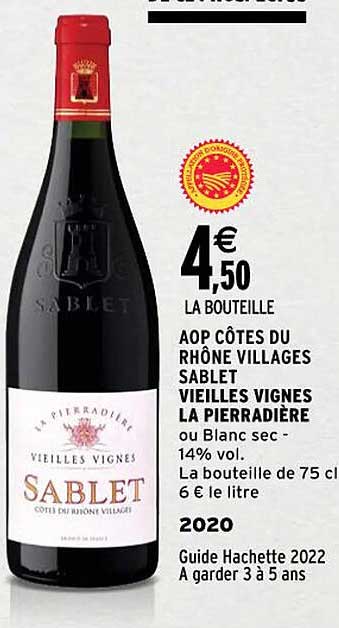 aop côtes du rhône villages sablet vieilles vignes la pierradière 2020