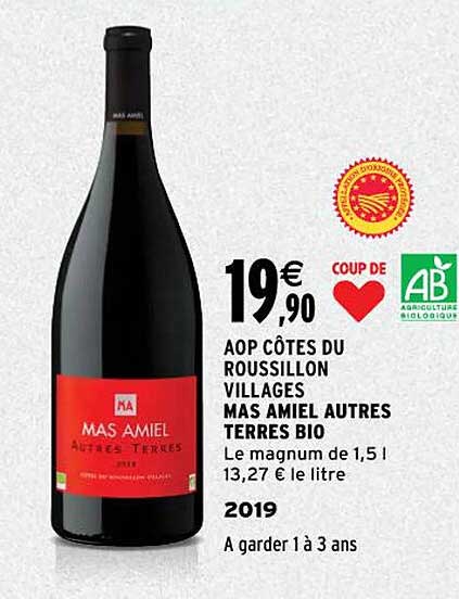 aop côtes du roussillon villages mas amiel autres terres bio 2019