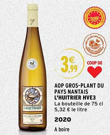 aop gros-plant du pays nantais l'huitrier hve3 2020