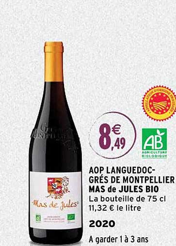 aop languedoc-grés de montpellier mas de jules bio 2020