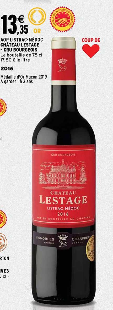 aop listrac-médoc château lestage - cru bourgeois 2016