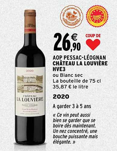 aop pessac-léognan château la louvière hve3 2020