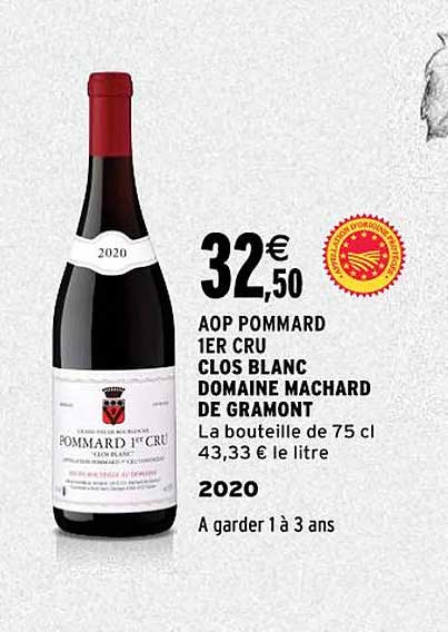 aop pommard 1er cru clos blanc domaine machard de gramont 2020