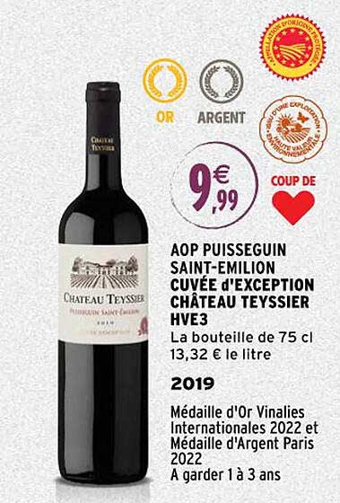 aop puisseguin saint-émilion cuvée d'exception château teyssier hve3 2019