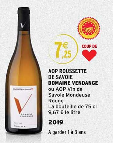aop roussette de savoie domaine vendange 2019