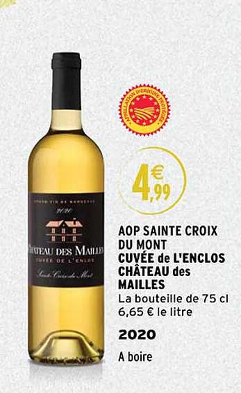 aop sainte croix du mont cuvée de l'enclos château des mailles 2020