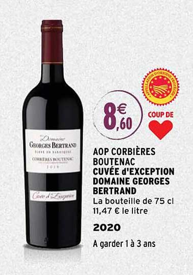 aopn corbières boutenac cuvée d'exception domaine georges bertrand 2020