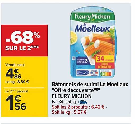bâtonnets de surimi le moelleux "offre découverte" fleury michon