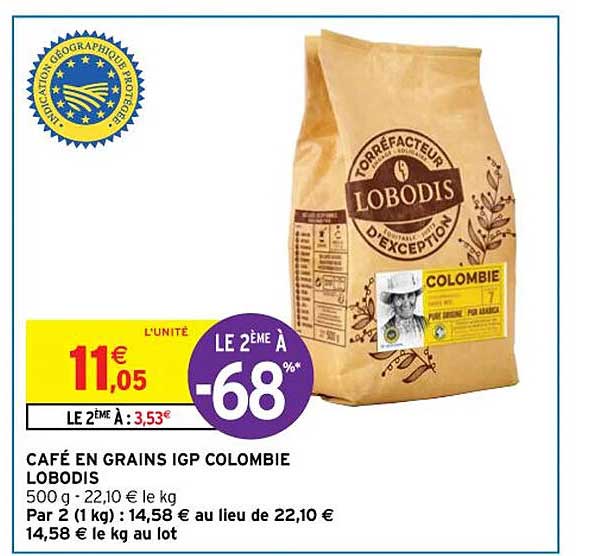 Café En Grains Igp Colombie Lobodis