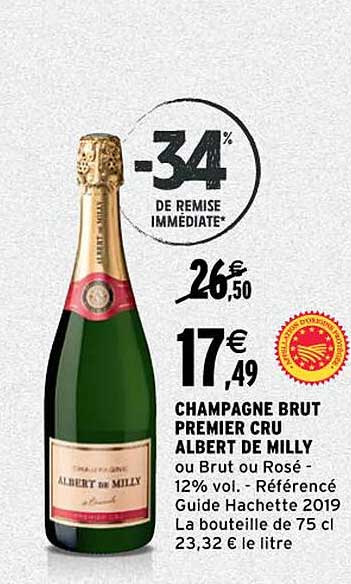 champagne brut premier cru albert de milly