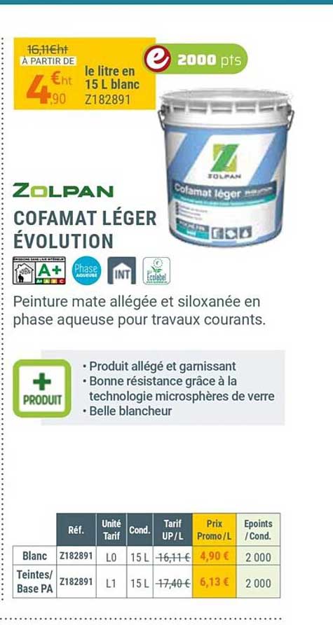 cofamat léger évolution zolpan