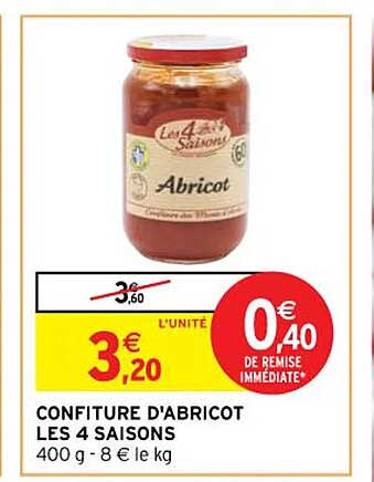 confiture d'abricot les 4 saisons