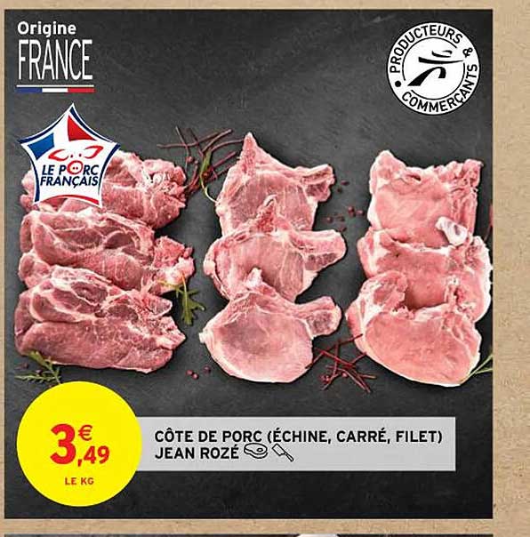 côte de porc (échine, carré, filet) jean rozé