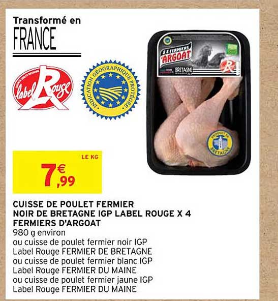 Cuisse De Poulet Fermier Noir De Bretagne Igp Label Rouge X 4 Fermiers D'argoat