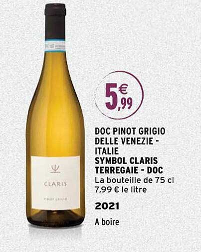 doc pinot grigio delle venezie-italie symbol claris terregaie - doc 2021