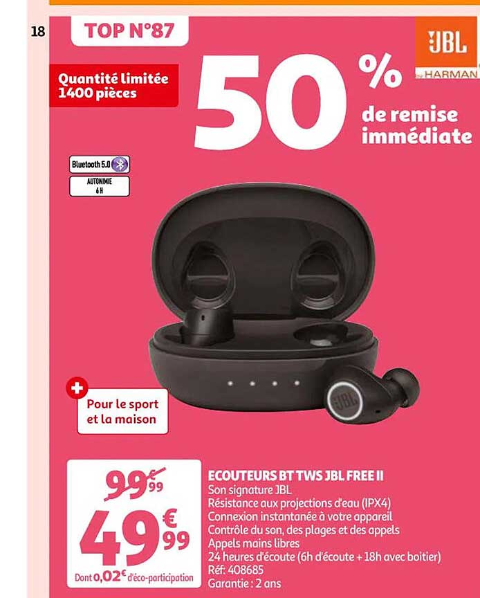 écouteurs bt tws jbl free II