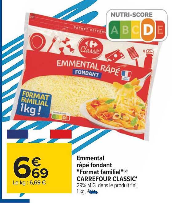 emmental râpé fondant "format familial" carrefour classic'