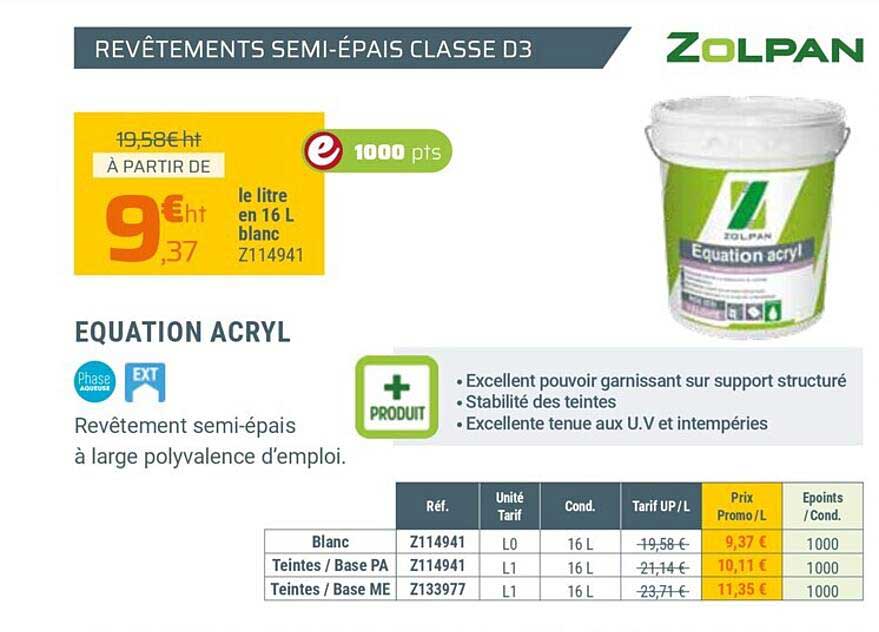 équation acryl zolpan