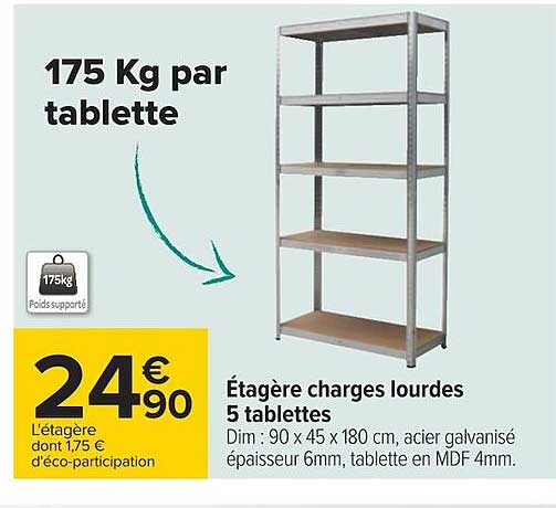 étagère charges lourdes 5 tablettes