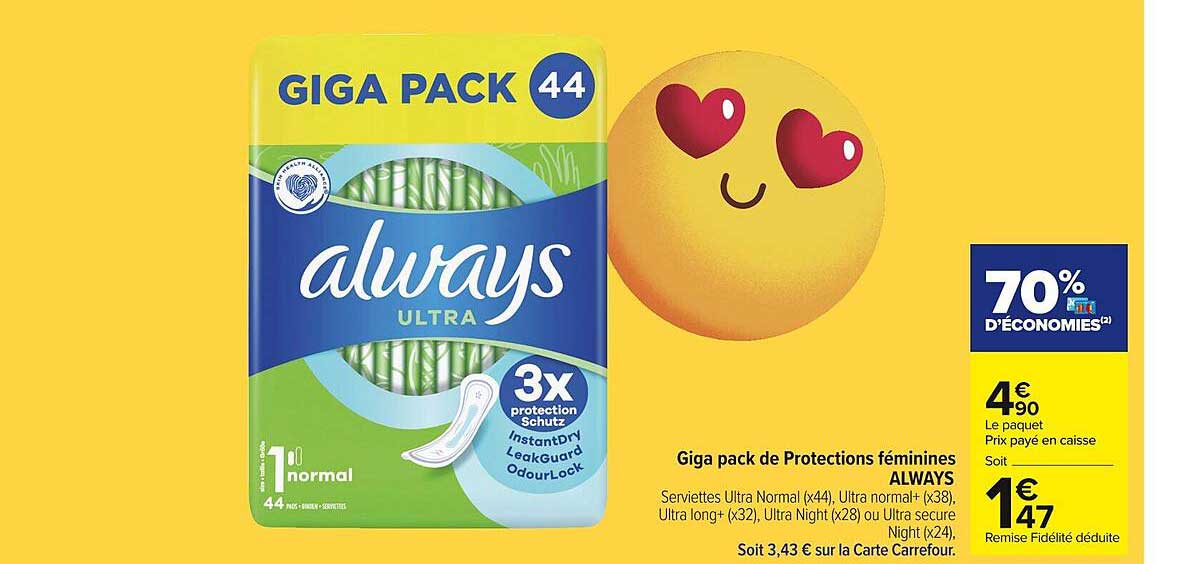 giga pack de protections féminines always
