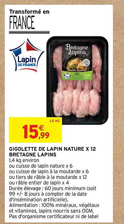 gigolette de lapin nature x12 bretagne lapins