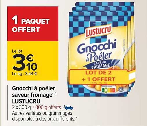 Gnocchi à Poêler Saveur Fromage Lustucru