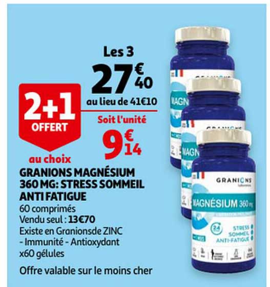 granions magnésium 360 mg : stress sommeil anti fatigue