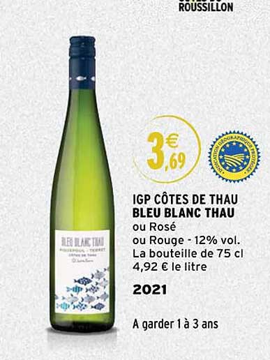 igp côtes de thau bleu blanc thau 2021