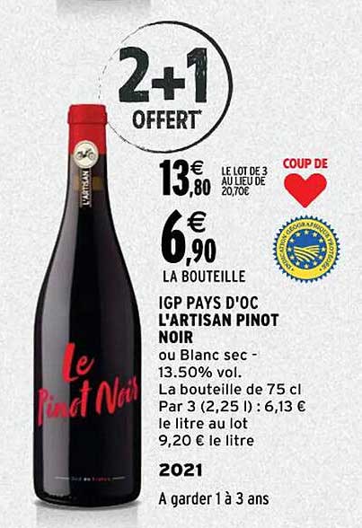 igp pays d'oc l'artisan pinot noir 2021