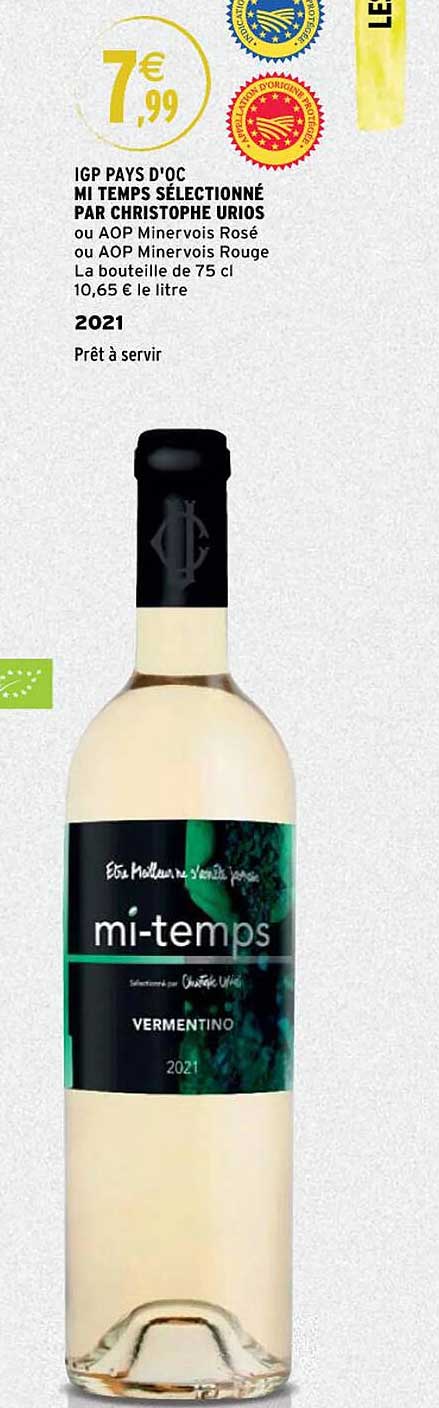 igp pays d'oc mi-temps sélectionné par christophe urios 2021