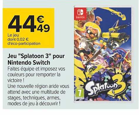 jeu "splatoon 3" pour nintendo switch