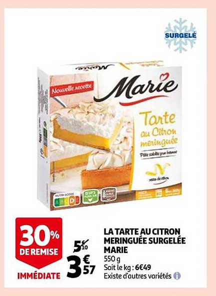 La Tarte Au Citron Meringuée Surgelée Marie