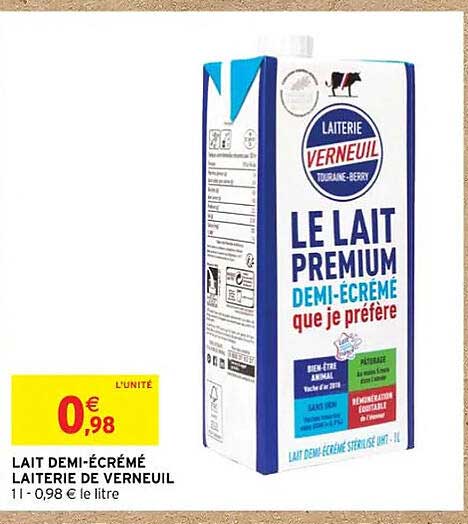 lait demi-écrémé laiterie de verneuil