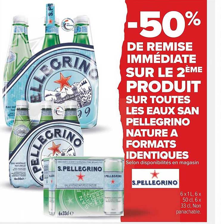 les eaux san pellegrino nature à formats identiques