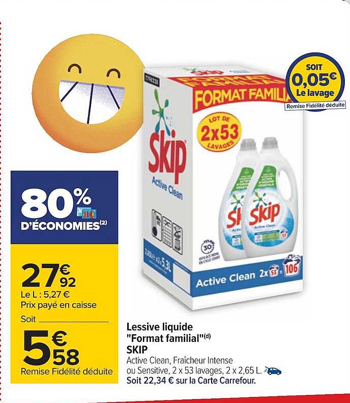 lessive liquide "format familial" skip