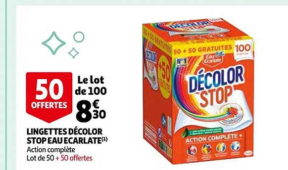 lingettes décolor stop eau ecarlate